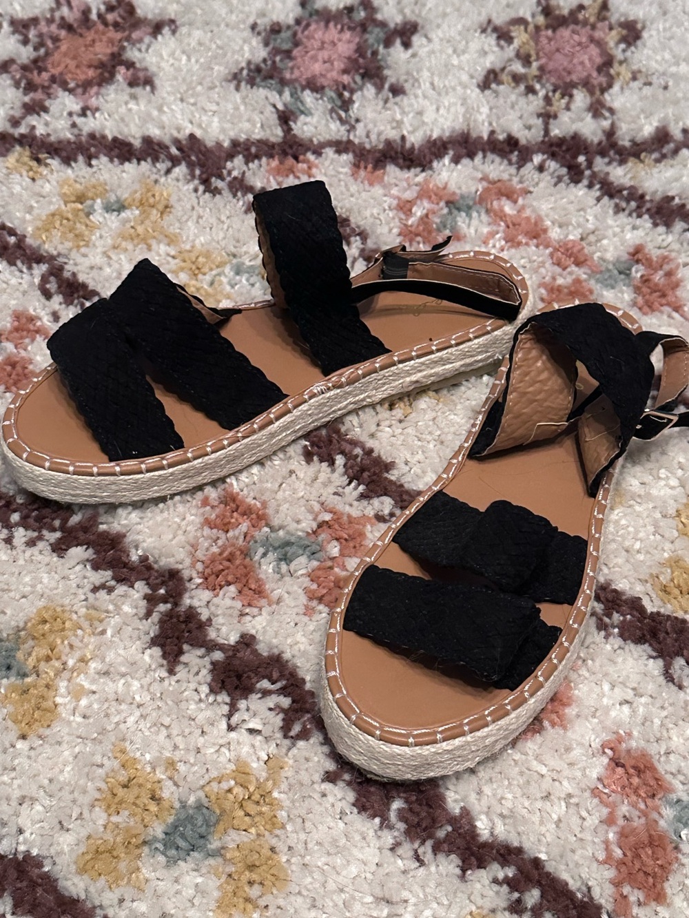 Black Braided Espadrille Sandals - Women